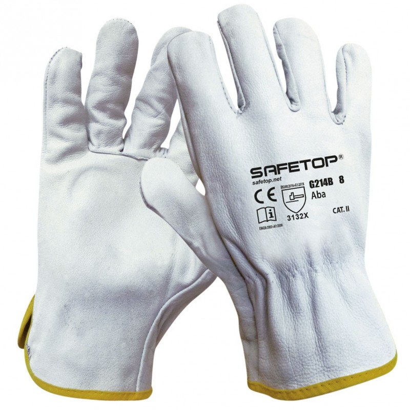 ABA, white grain leather glove size