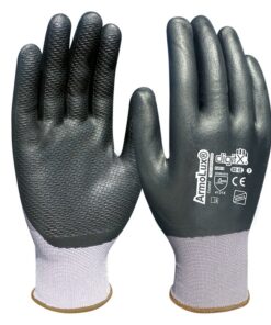 ArmoLux coated, nitrile glove with palm stripes