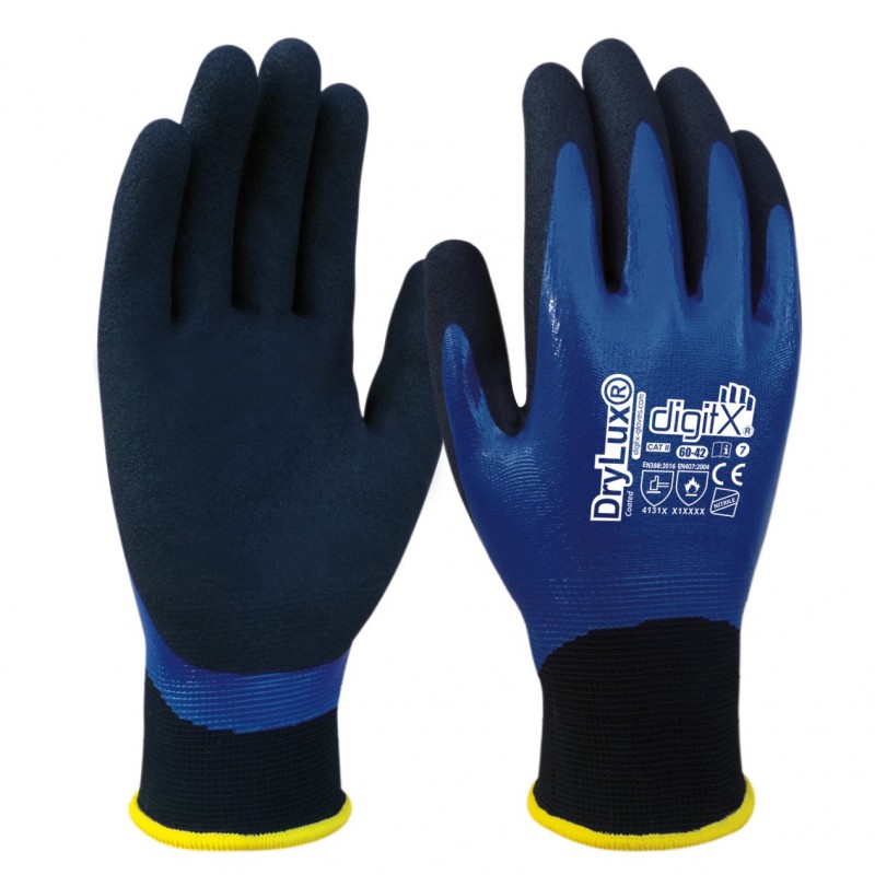 DryLux, bi-layer nitrile glove waterproof roug finish S. 6-1