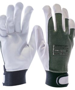 ENTRIMO, leather-green cotton glove with velcro