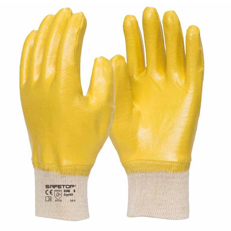 ERGONIT, yellow fully coated nitrile glove