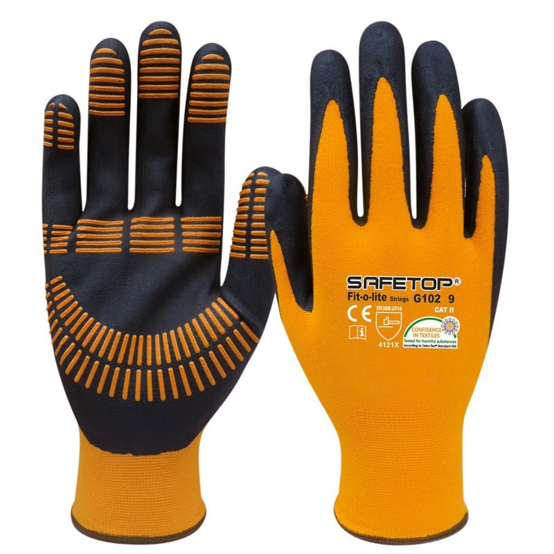 FIT-O-LITE STRINGS, nitrile glove with grip stripes